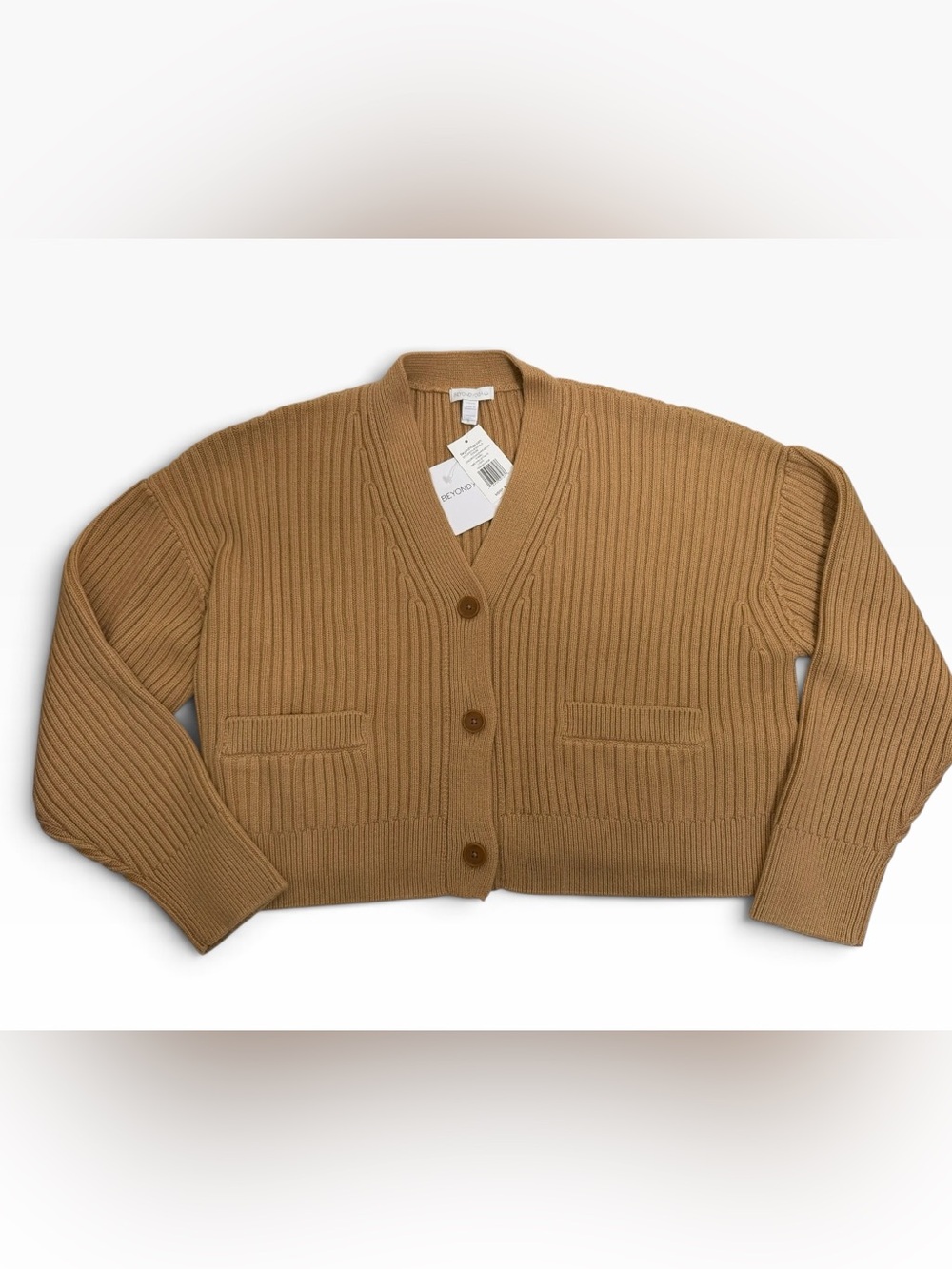 NWT Beyond Yoga Large Camel Ribbed Cardigan Quiet Luxury Minimalist Oversized - Picture 9 of 11